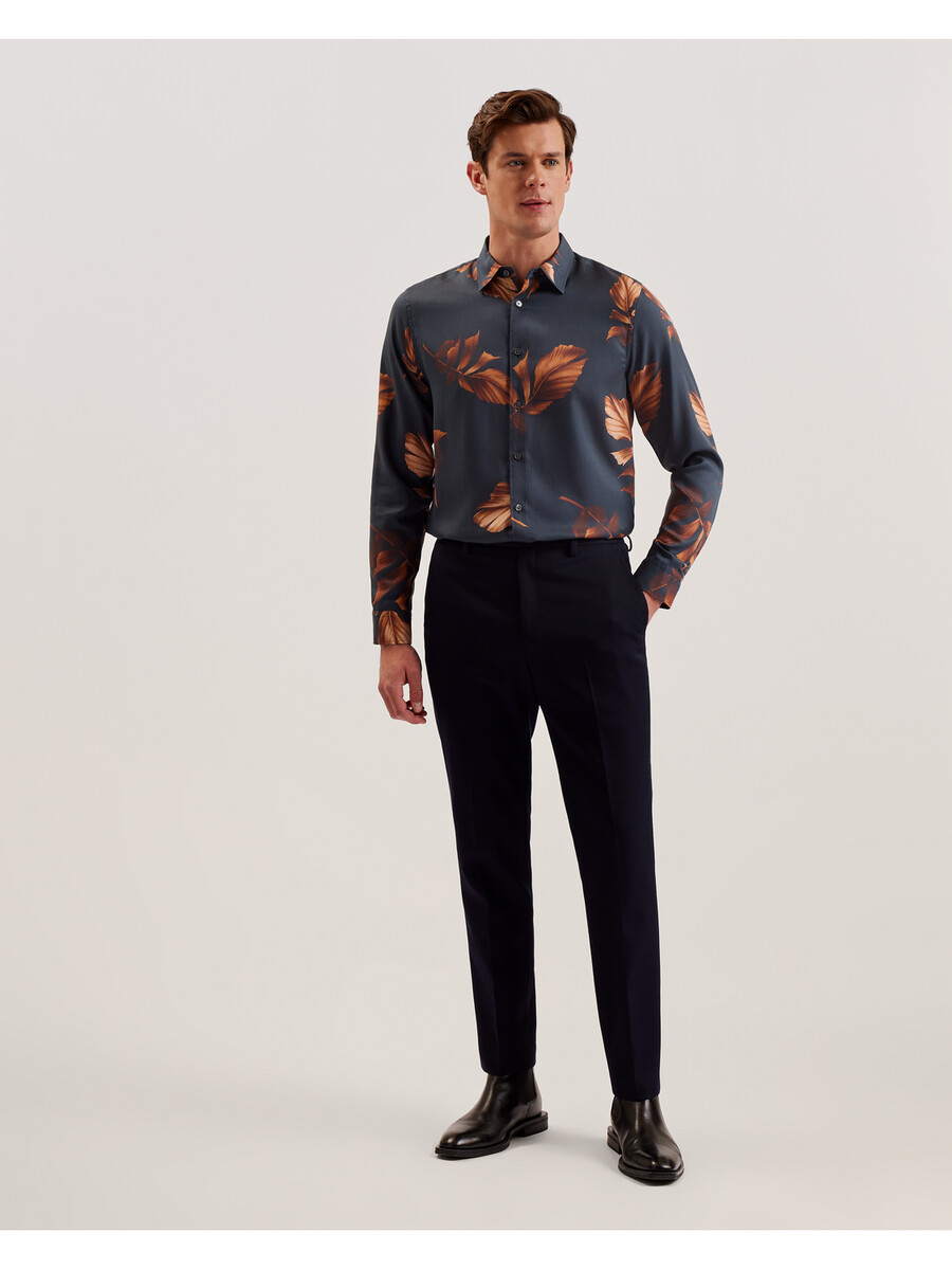 coltons - camisa de lyocell de manga larga con estampado de hojas