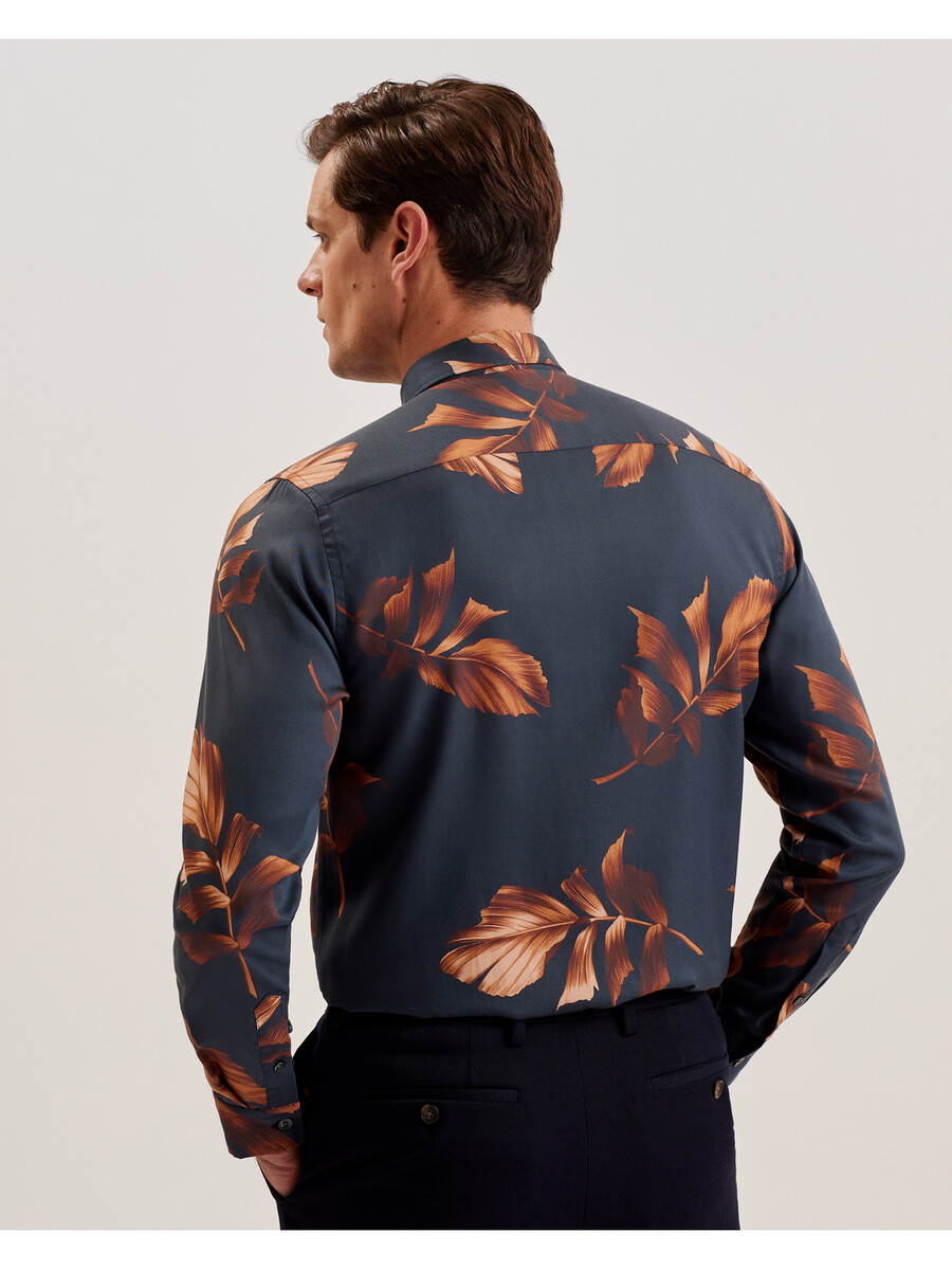 coltons - camisa de lyocell de manga larga con estampado de hojas