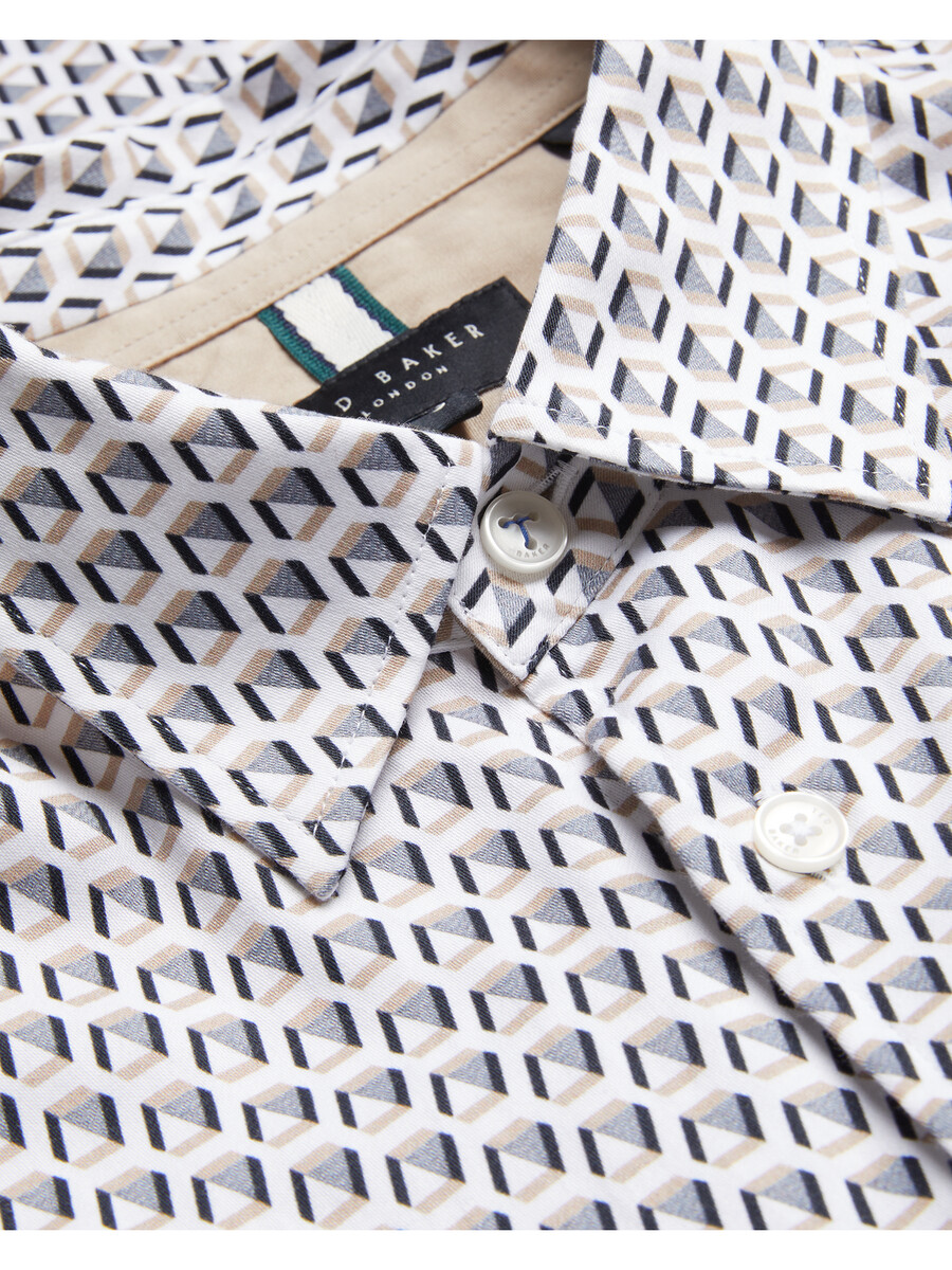 joshhy - camisa de manga larga con diseño geométrico y corte ajustado