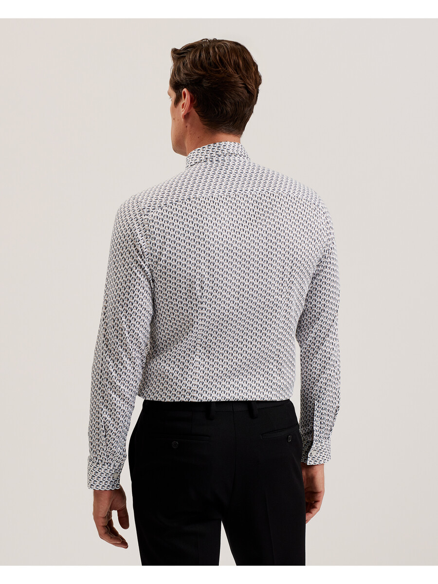 joshhy - camisa de manga larga con diseño geométrico y corte ajustado