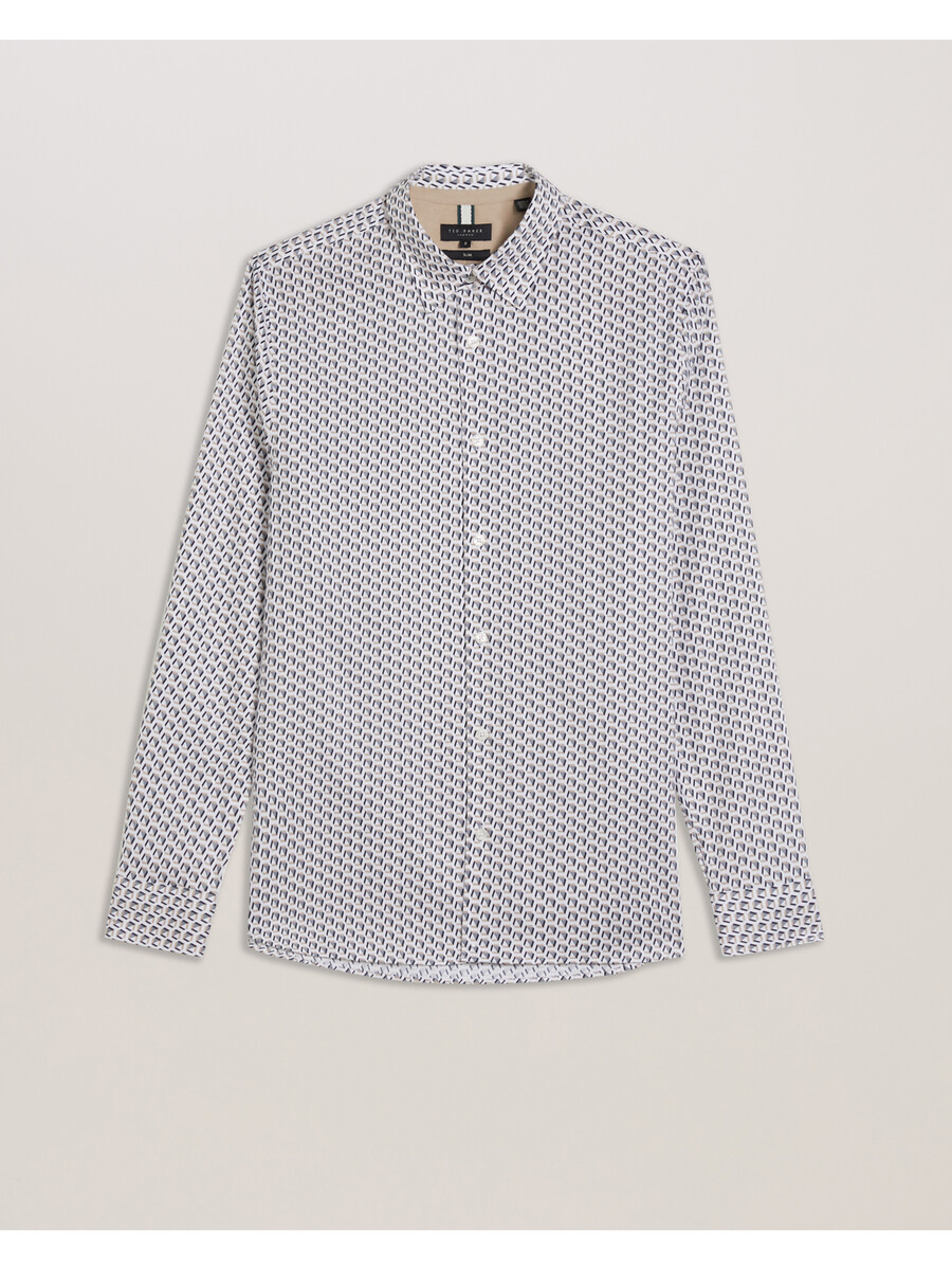 joshhy - camisa de manga larga con diseño geométrico y corte ajustado