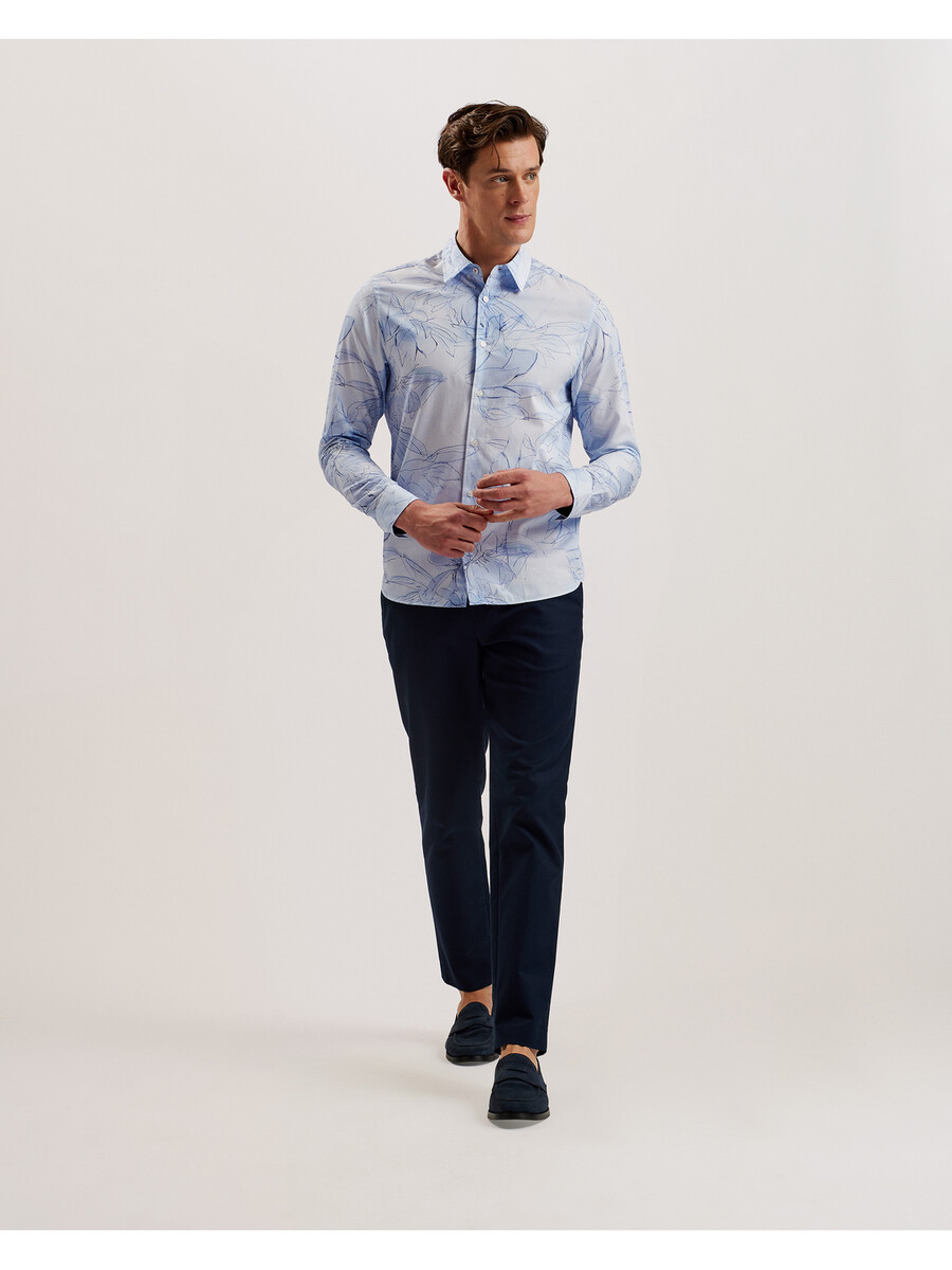 walesby - camisa de algodón con estampado floral esbozado