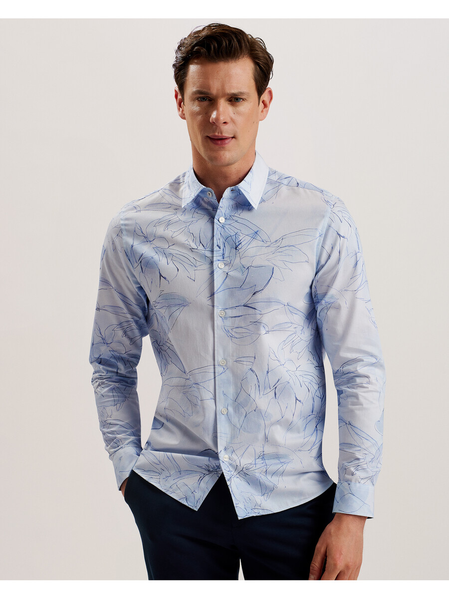 walesby - camisa de algodón con estampado floral esbozado