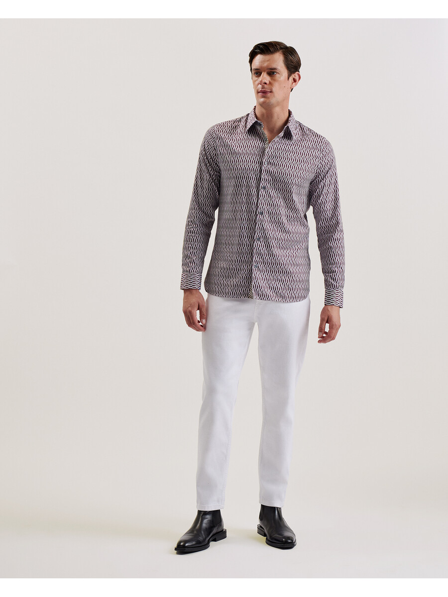 frestin - camisa ajustada de manga larga con estampado geométrico