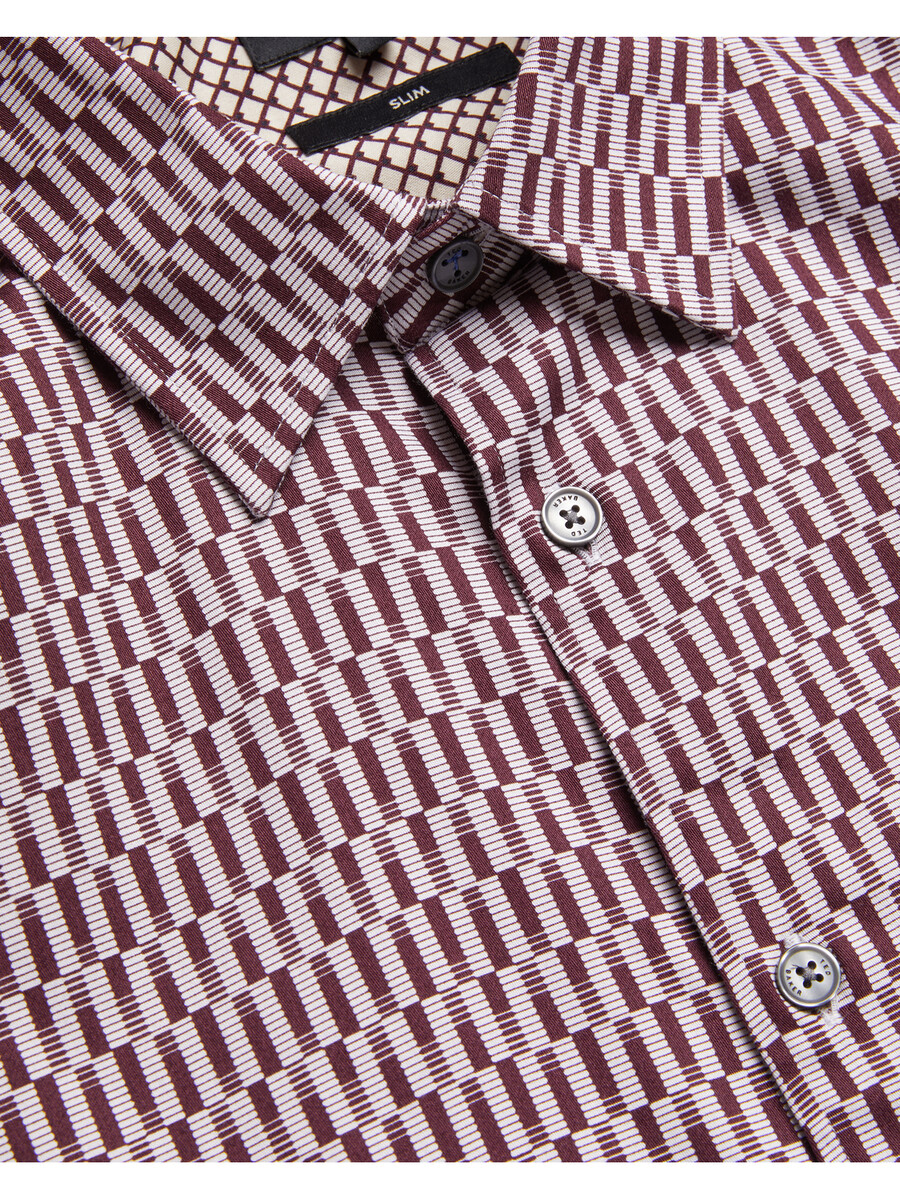frestin - camisa ajustada de manga larga con estampado geométrico