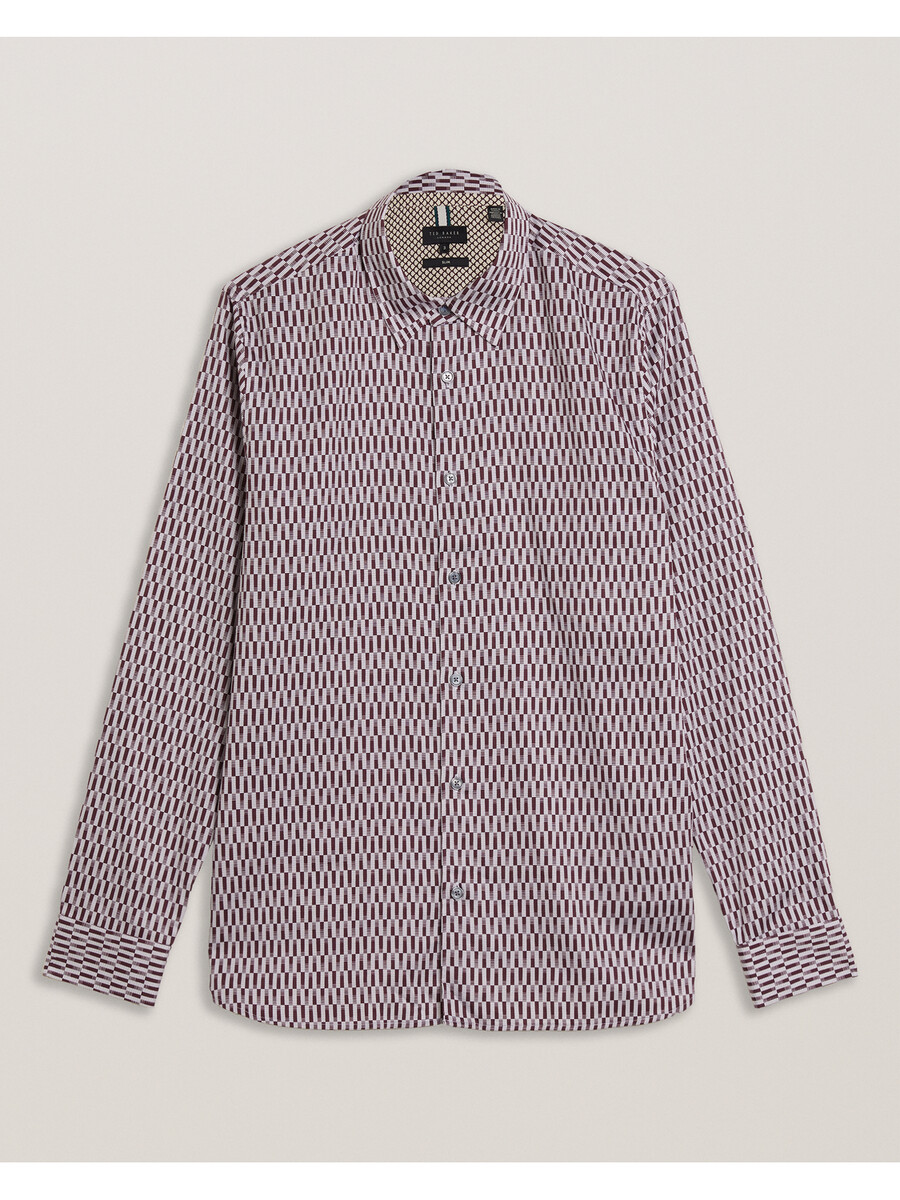 frestin - camisa ajustada de manga larga con estampado geométrico