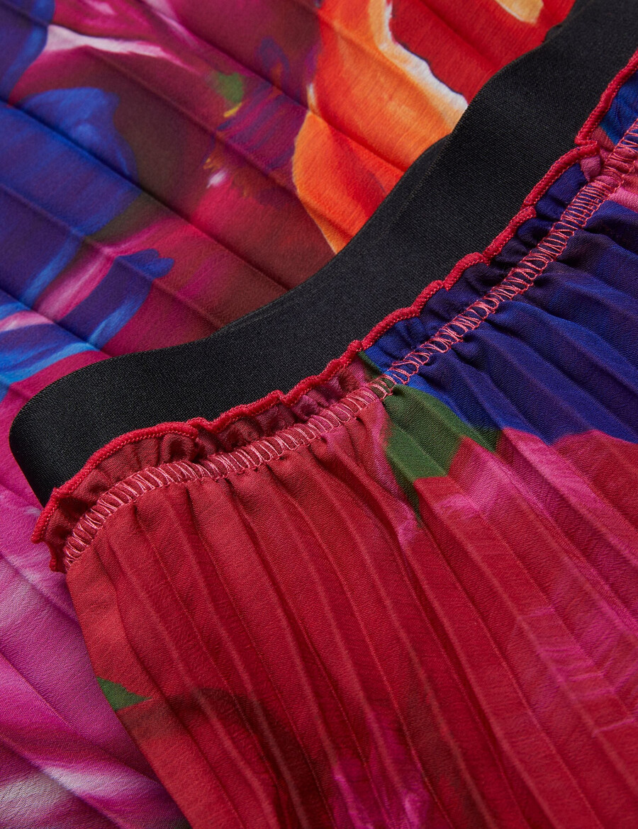 evola - falda midi plisada estampada