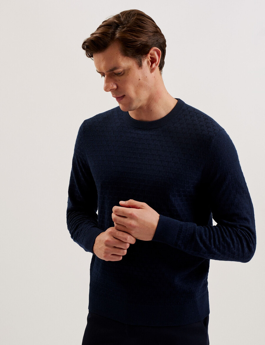 loung - jersey de cuello redondo de punto texturizado