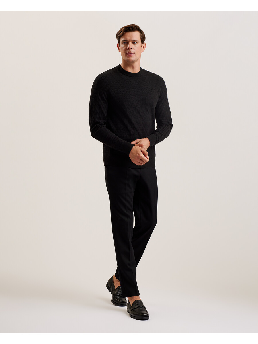 loung - jersey de cuello redondo de punto texturizado