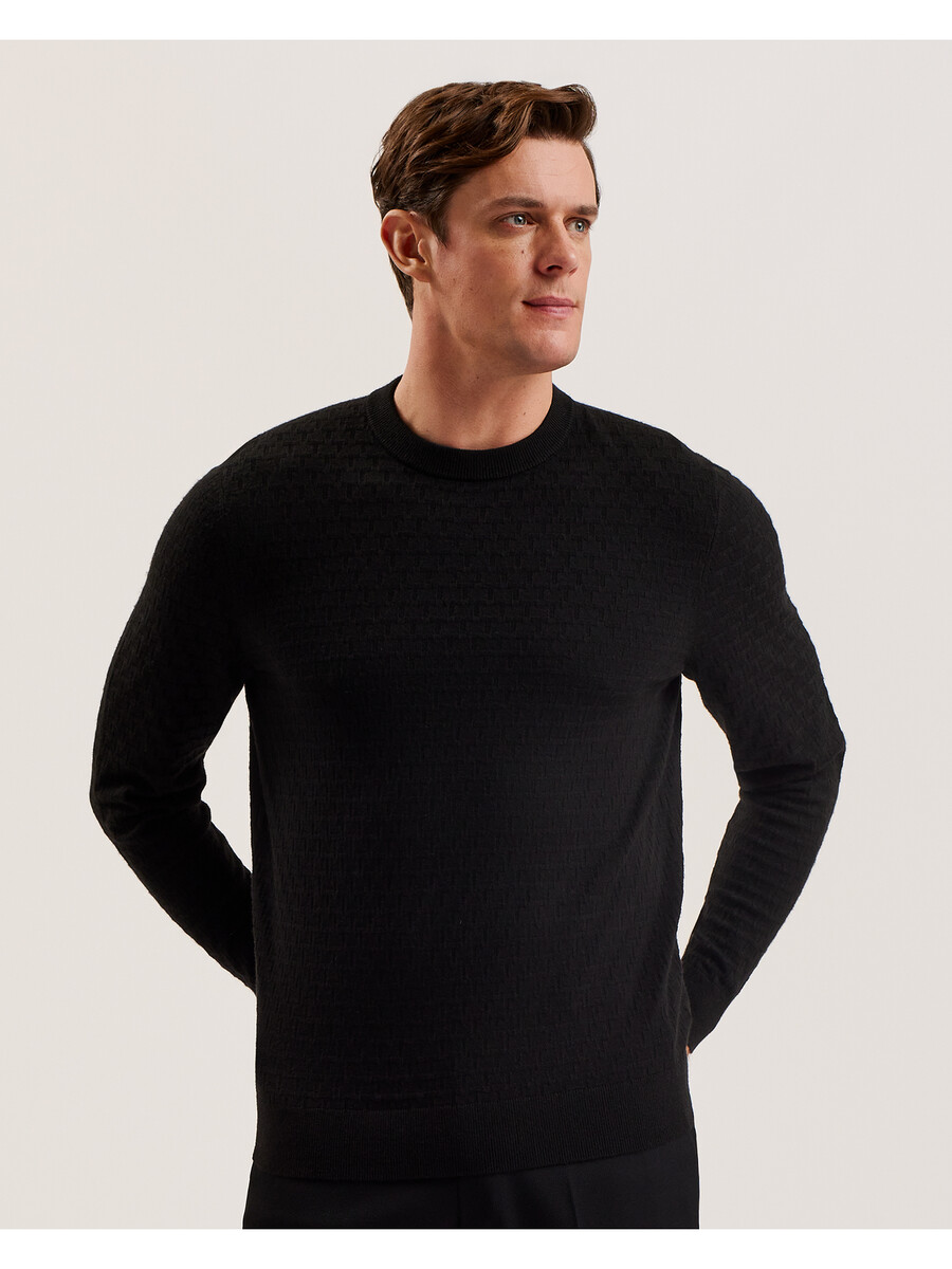 loung - jersey de cuello redondo de punto texturizado