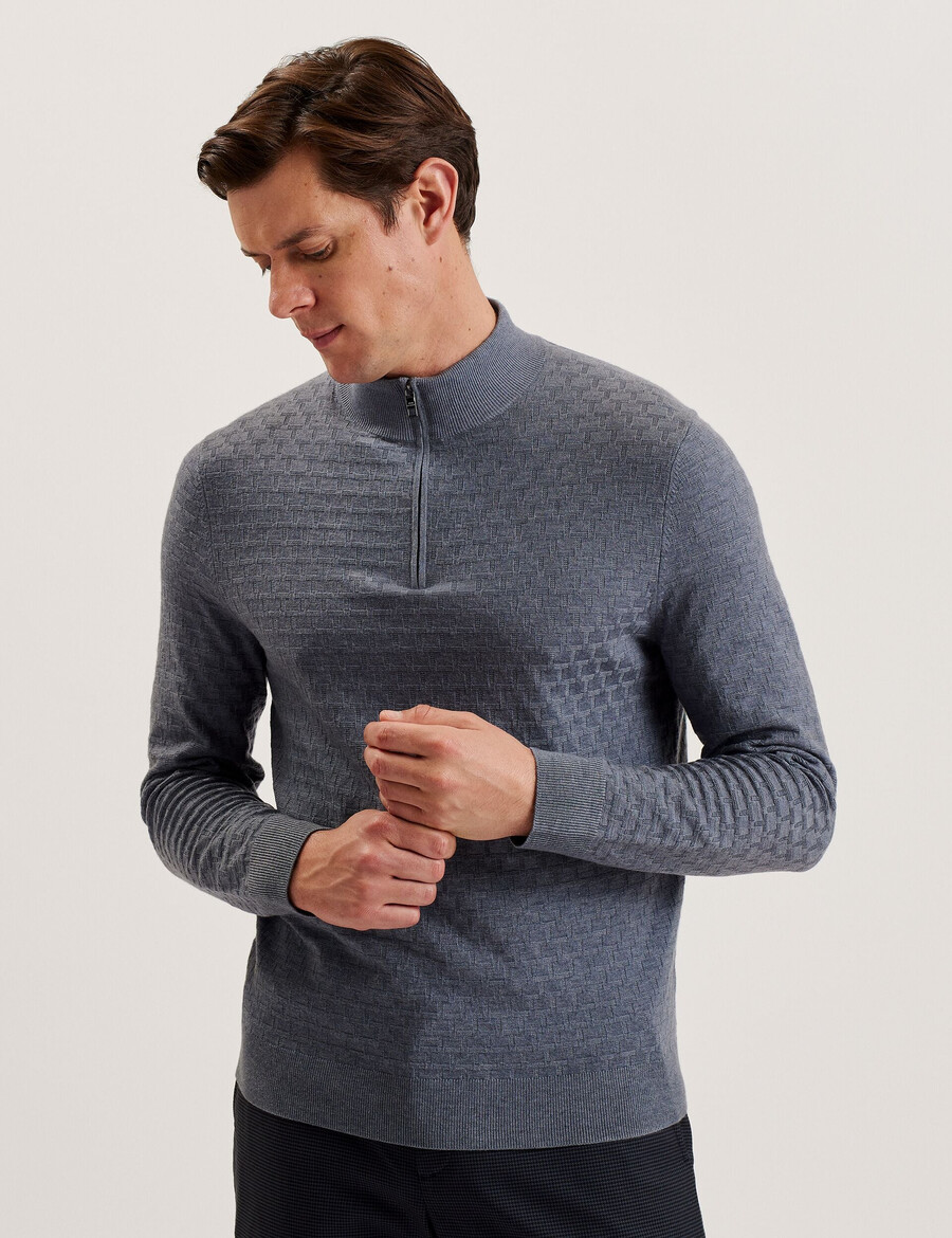 kurnle - jersey de cuello alto con media cremallera y punto en t