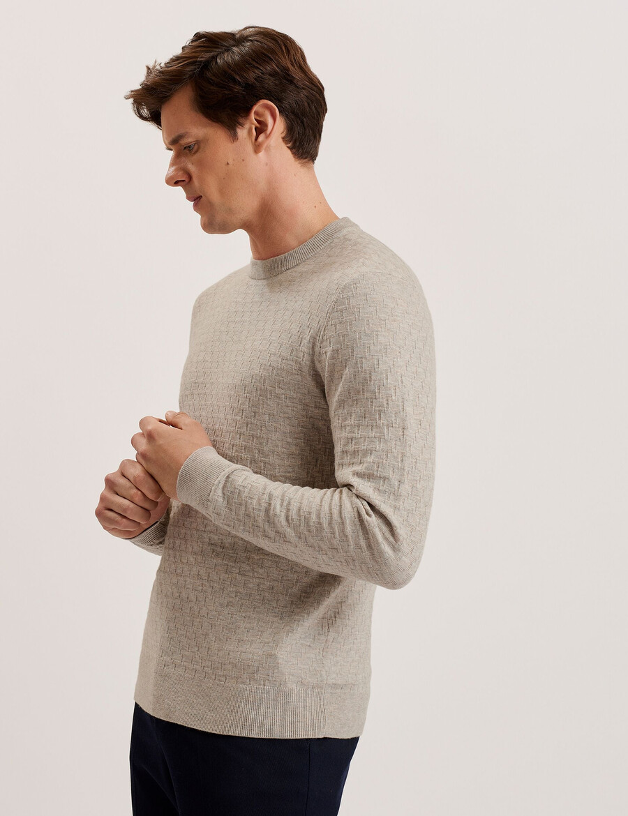 loung - jersey de cuello redondo de punto texturizado