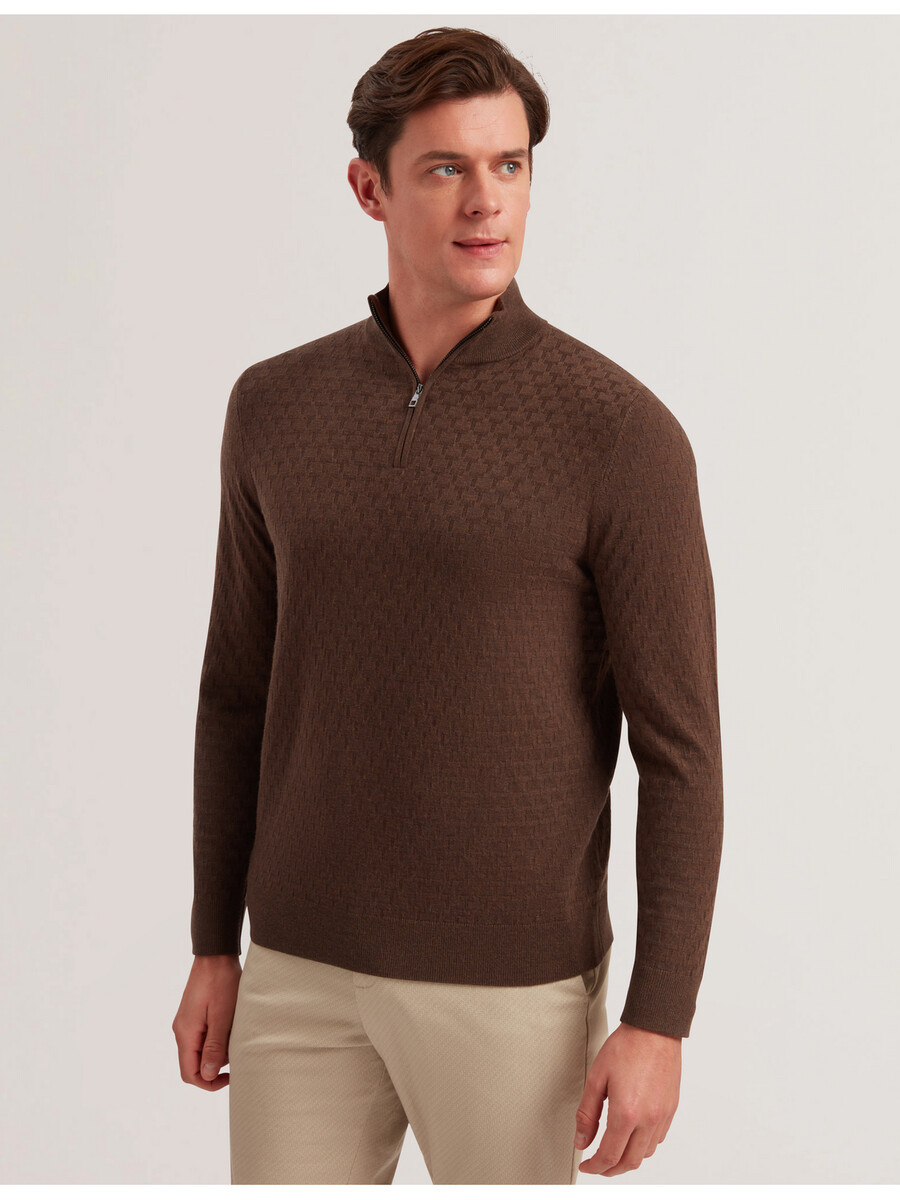 kurnle - jersey de cuello alto con media cremallera y punto en t