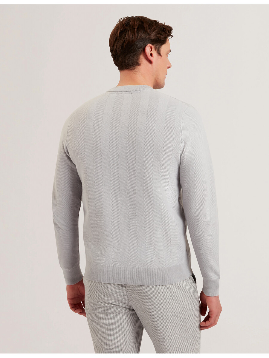 jamals - jersey de cuello redondo con puntadas de espiga de manga larga