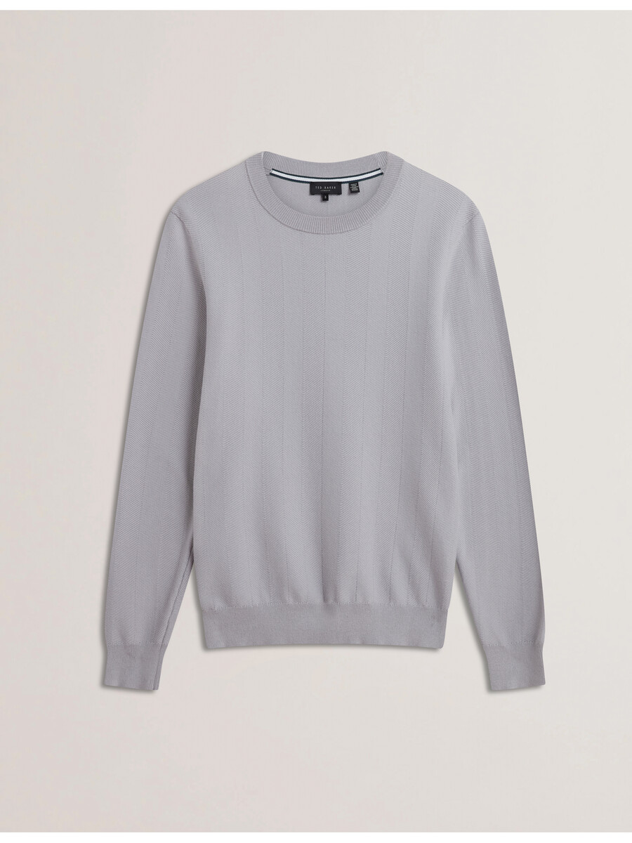 jamals - jersey de cuello redondo con puntadas de espiga de manga larga