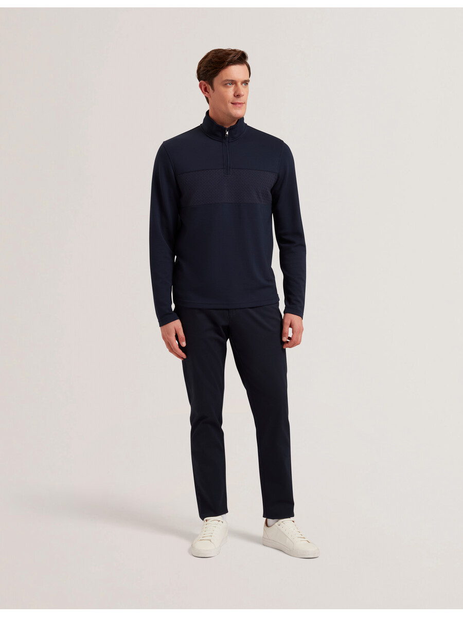 simonea - sudadera modal con media cremallera y panel texturizado