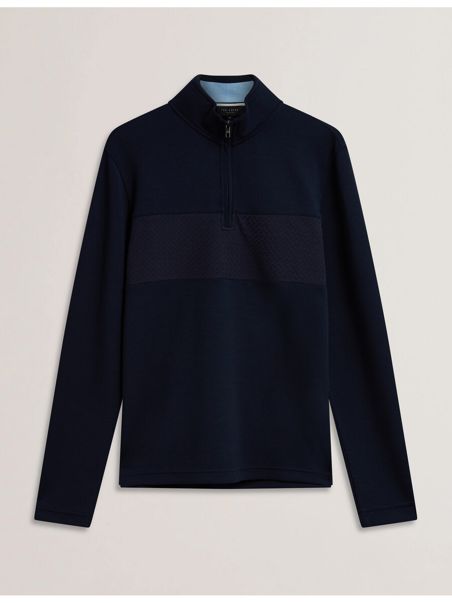 simonea - sudadera modal con media cremallera y panel texturizado