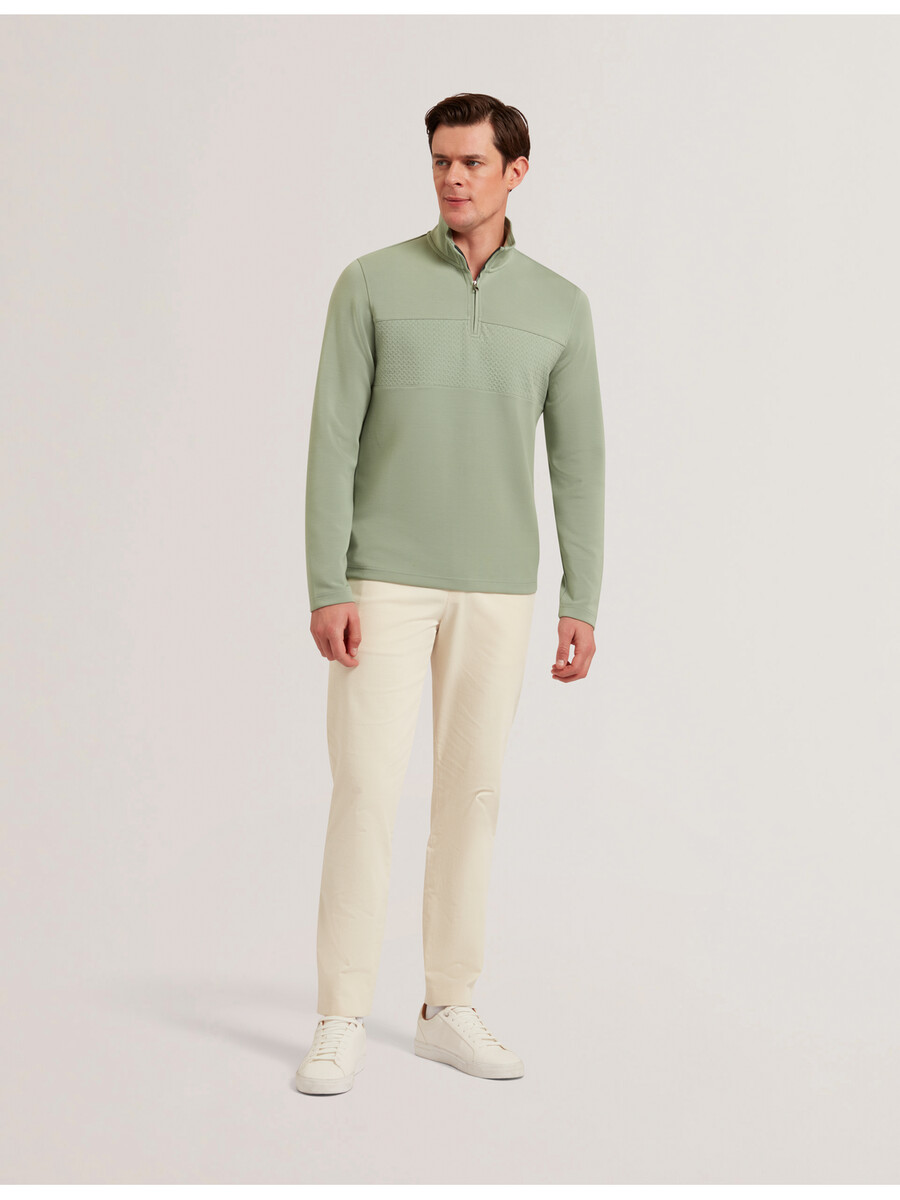 simonea - sudadera modal con media cremallera y panel texturizado
