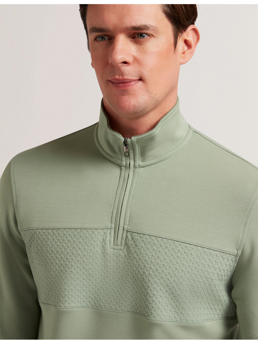 simonea - sudadera modal con media cremallera y panel texturizado
