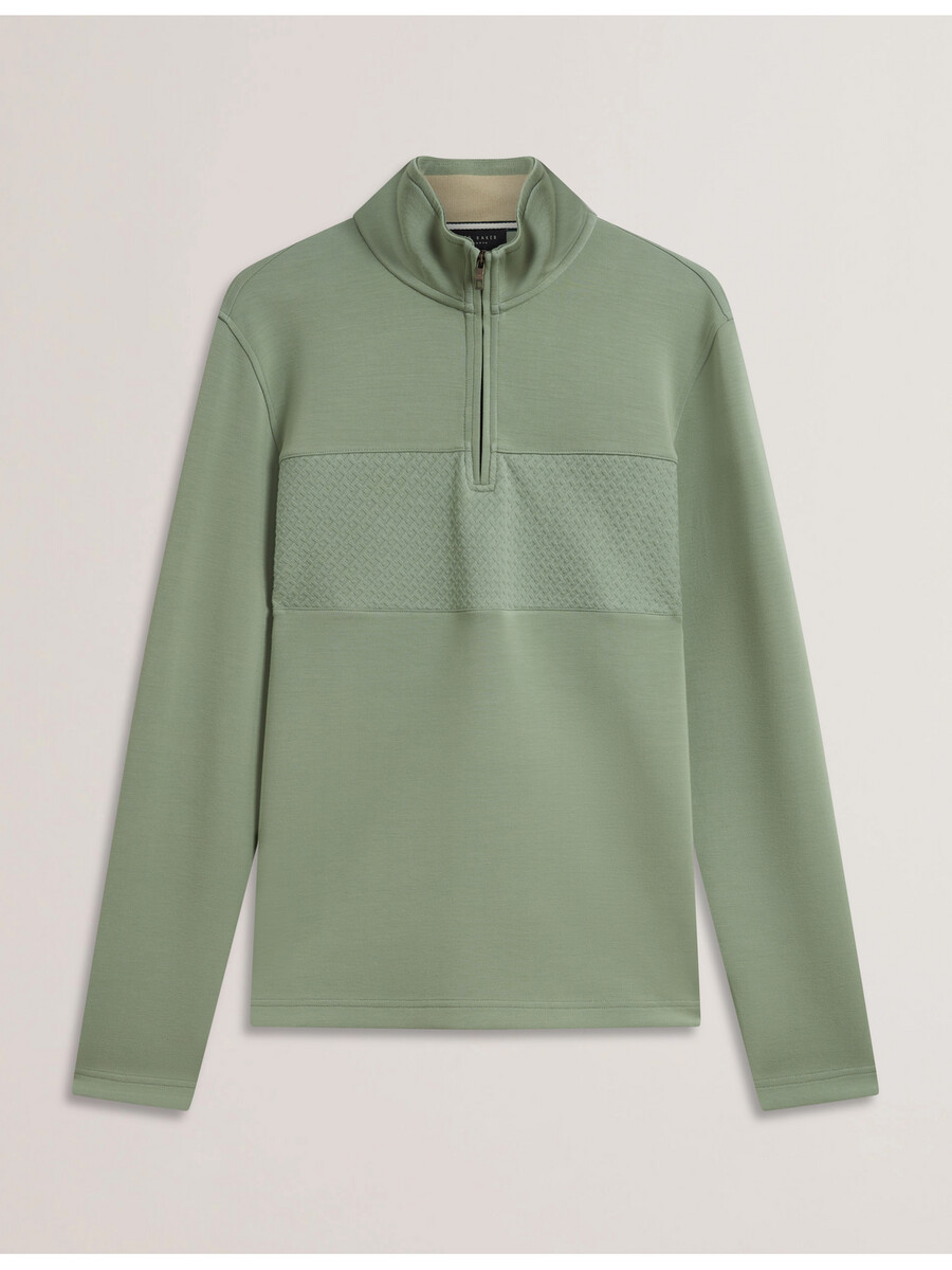 simonea - sudadera modal con media cremallera y panel texturizado