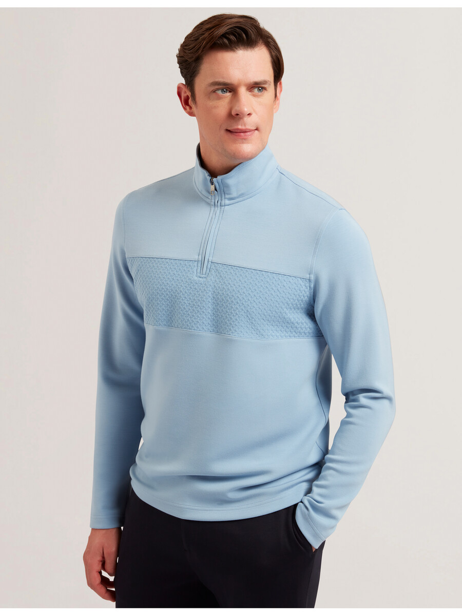 simonea - sudadera modal con media cremallera y panel texturizado