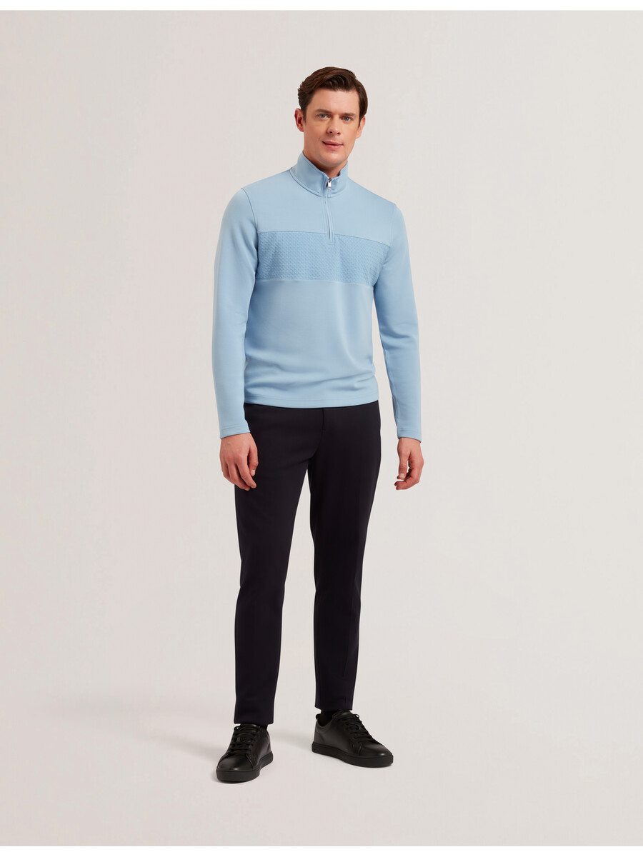 simonea - sudadera modal con media cremallera y panel texturizado