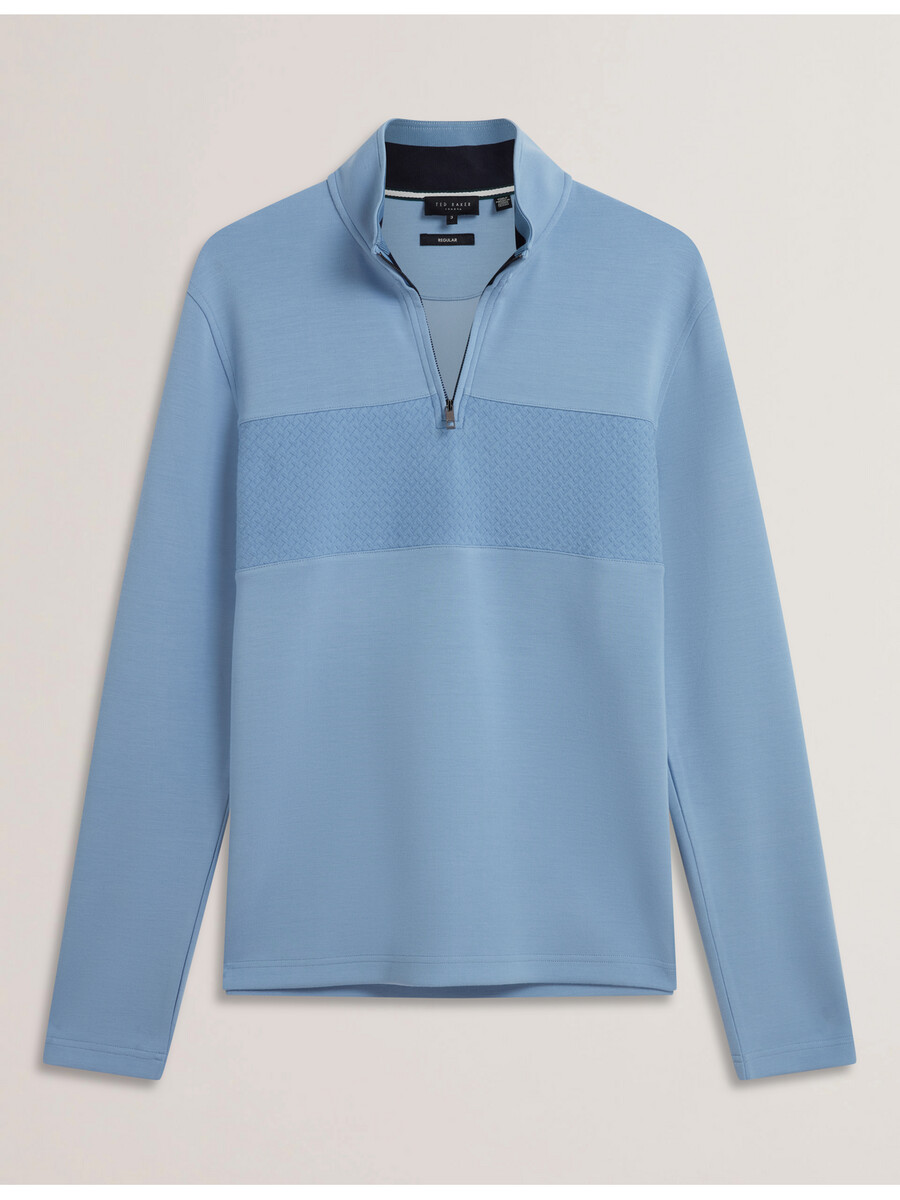simonea - sudadera modal con media cremallera y panel texturizado