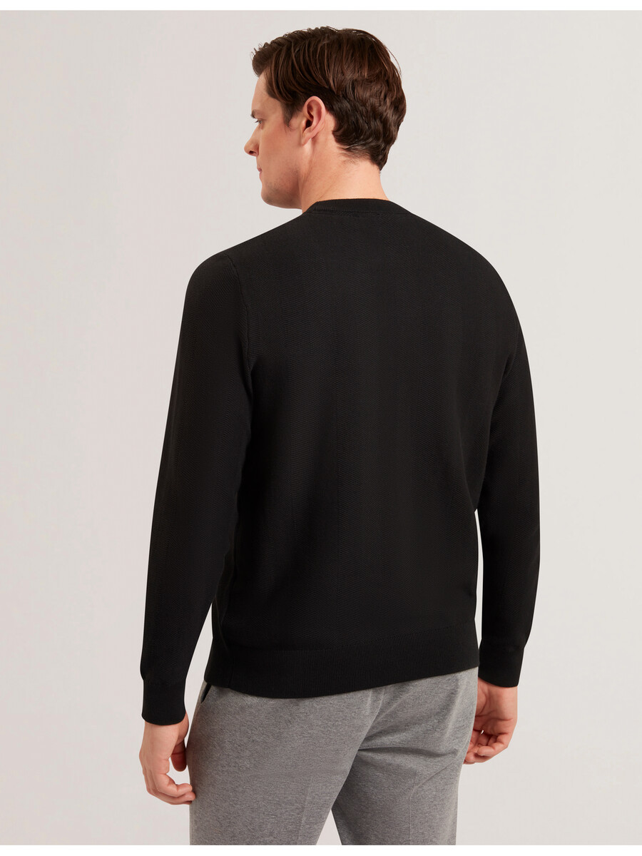 jamals - jersey de cuello redondo con puntadas de espiga de manga larga