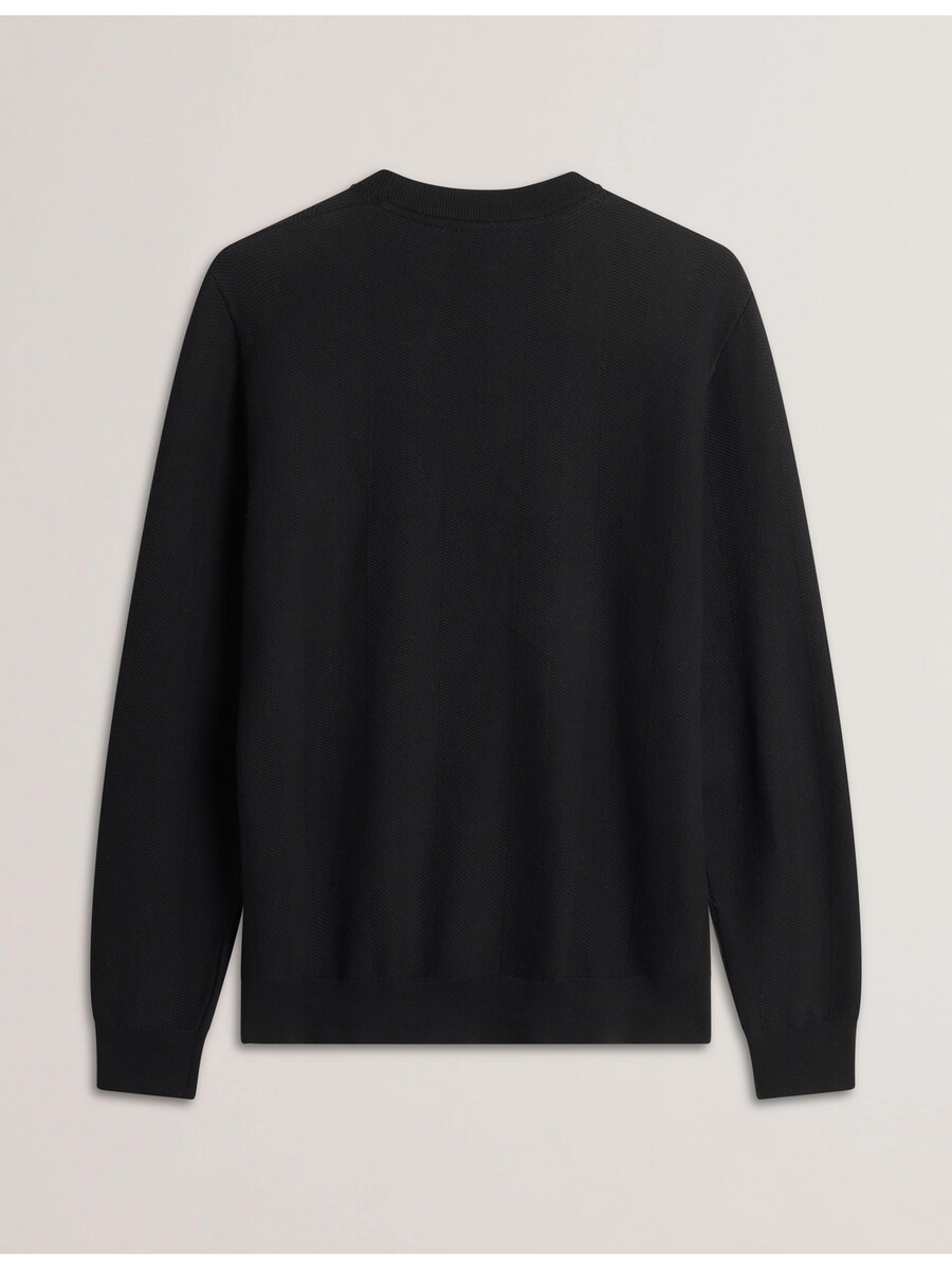 jamals - jersey de cuello redondo con puntadas de espiga de manga larga