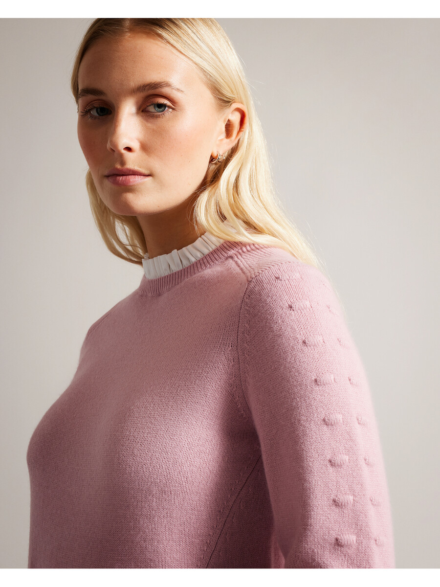 lissiah - jersey de punto con dobladillo de camisa y detalle de pompones