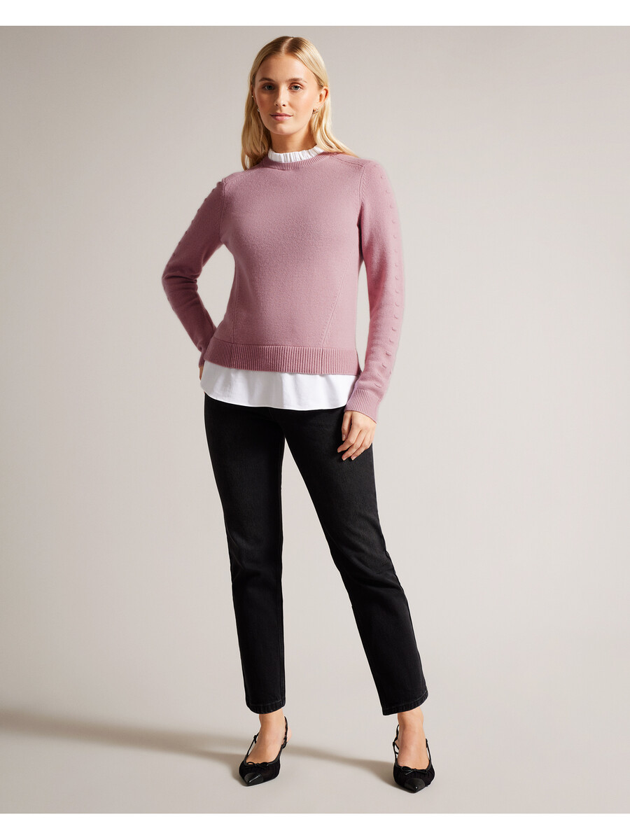 lissiah - jersey de punto con dobladillo de camisa y detalle de pompones