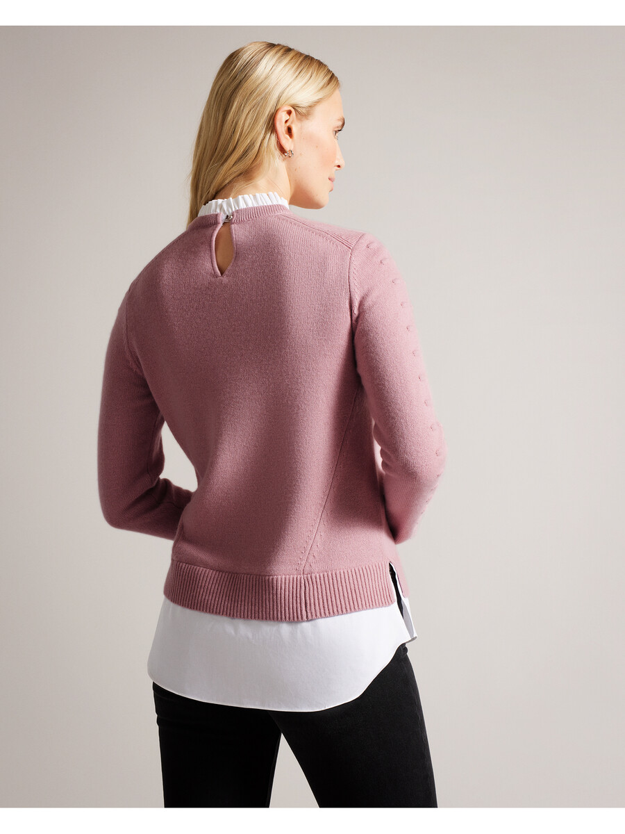 lissiah - jersey de punto con dobladillo de camisa y detalle de pompones