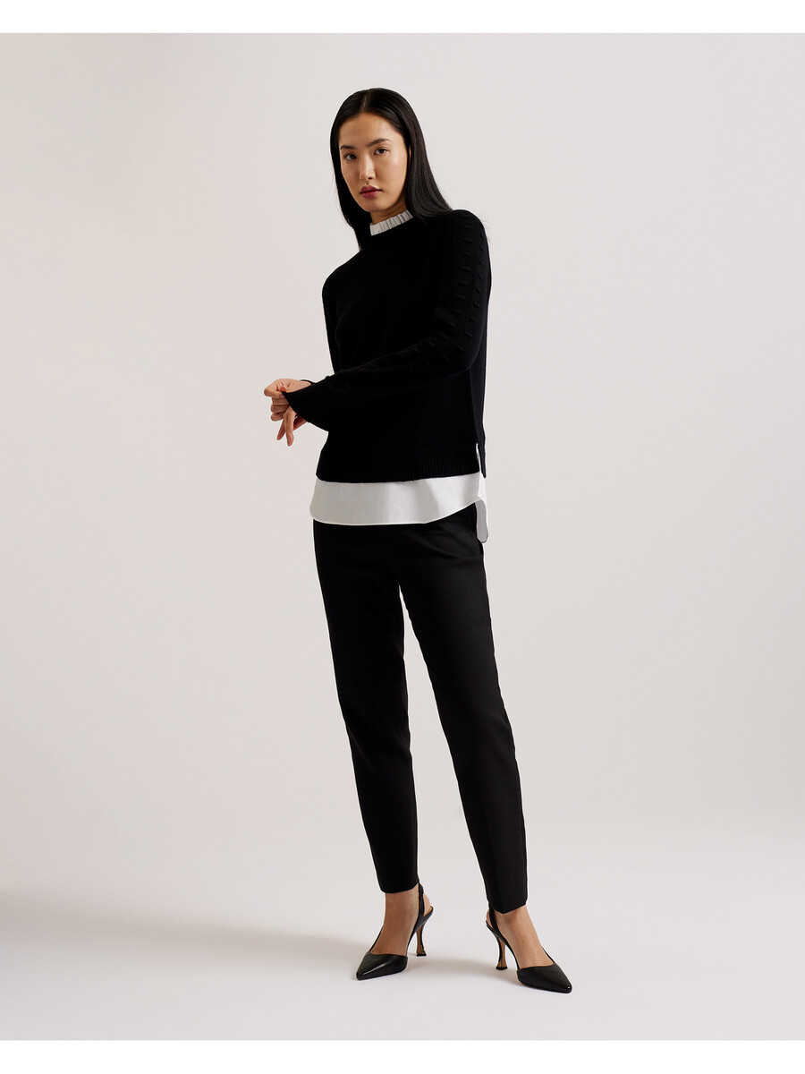 lissiah - jersey de punto con dobladillo de camisa y detalle de pompones