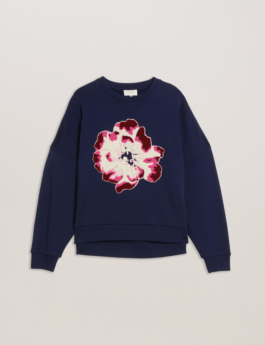 raynahh - sudadera de algodón con estampado floral texturizado