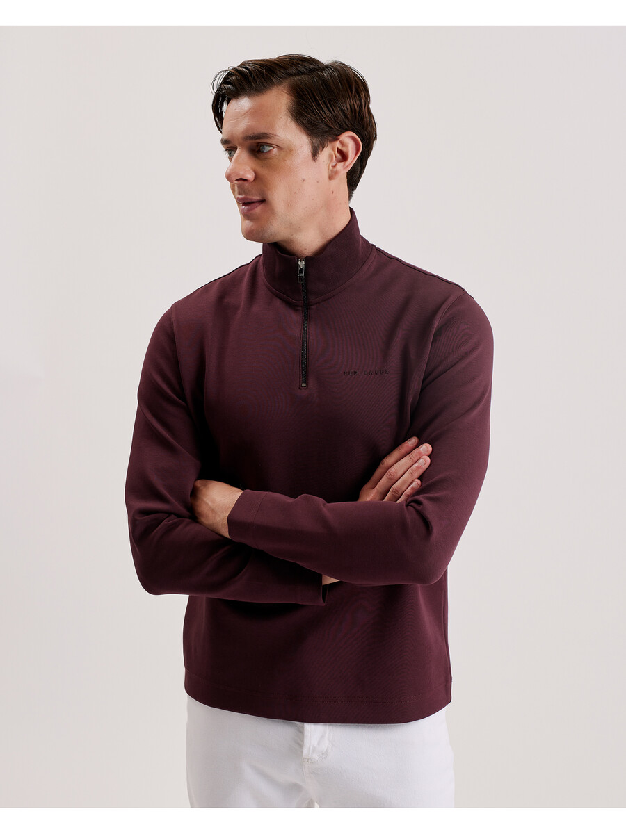 actos - sudadera de mezcla de algodón con media cremallera y marca