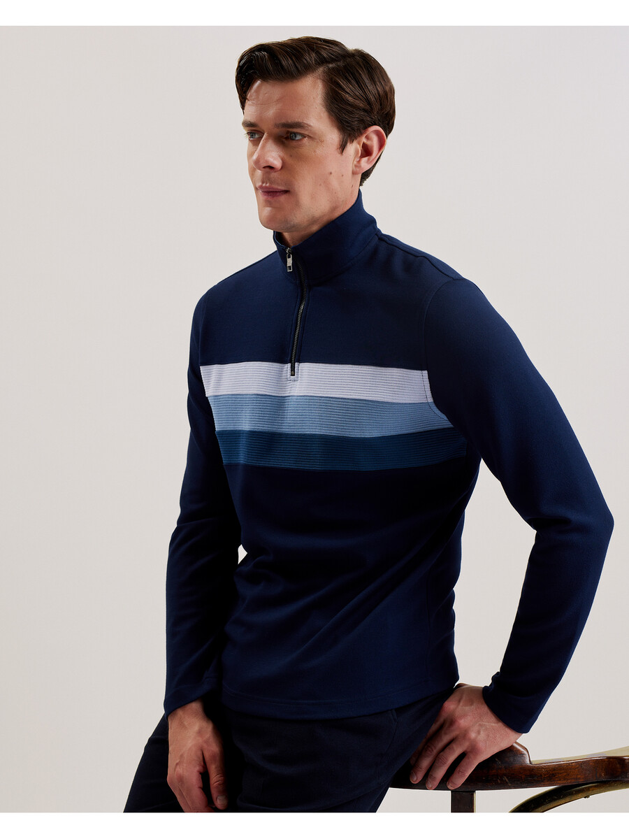longman - sudadera con media cremallera y rayas ombré