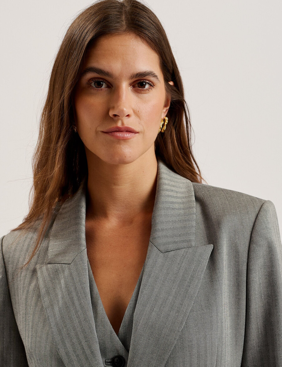 koa - blazer oversize de espiga con botonadura sencilla