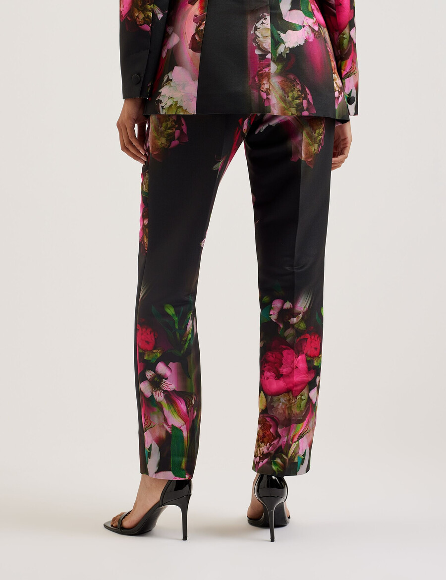 okunit - pantalones de vestir con estampado floral y pernera cónica