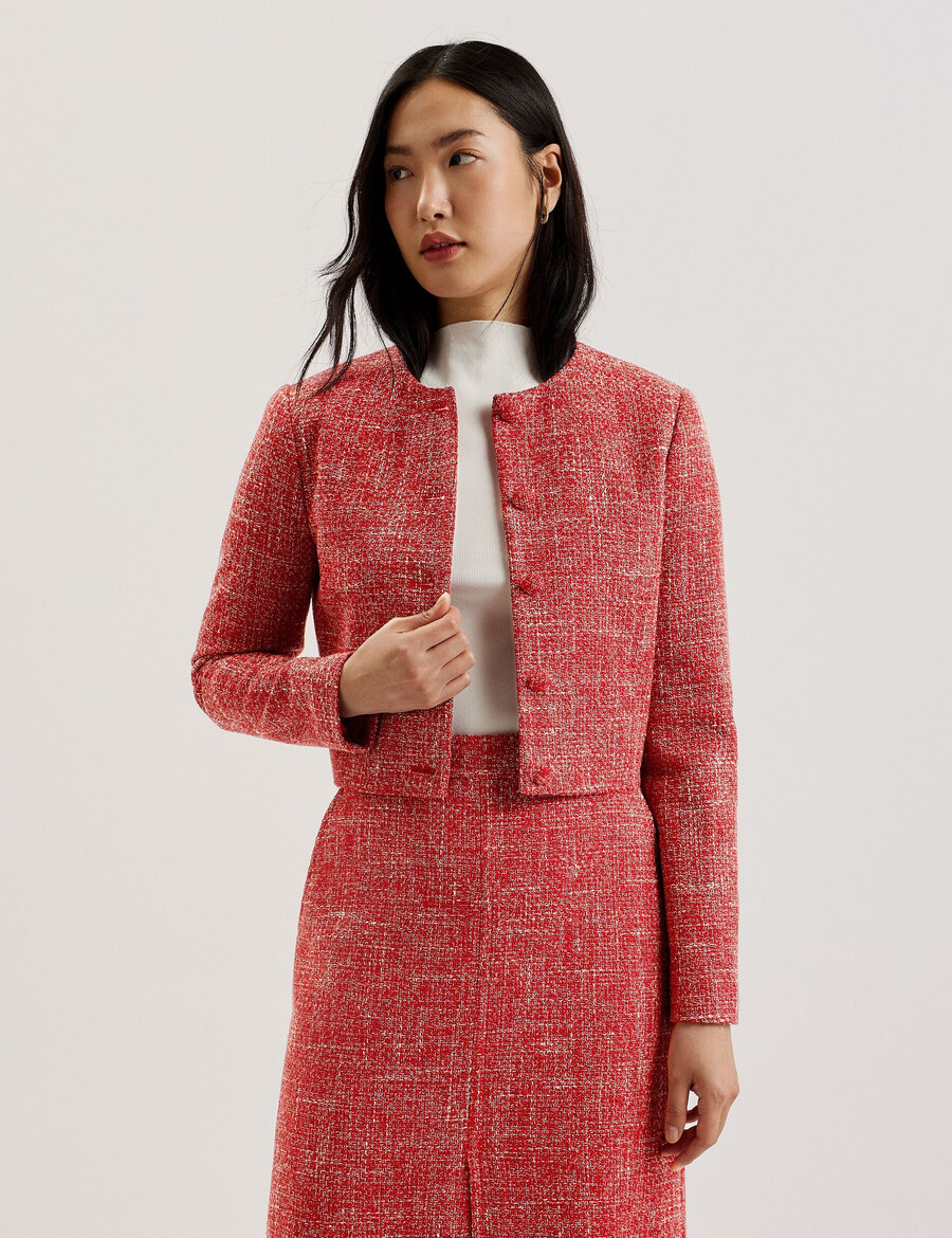 sumi - chaqueta de cuello redondo con bouclé recortada