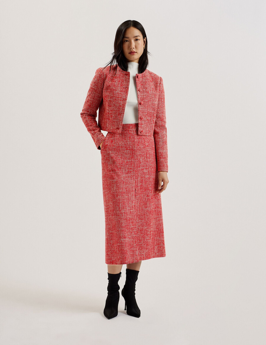 sumi - chaqueta de cuello redondo con bouclé recortada