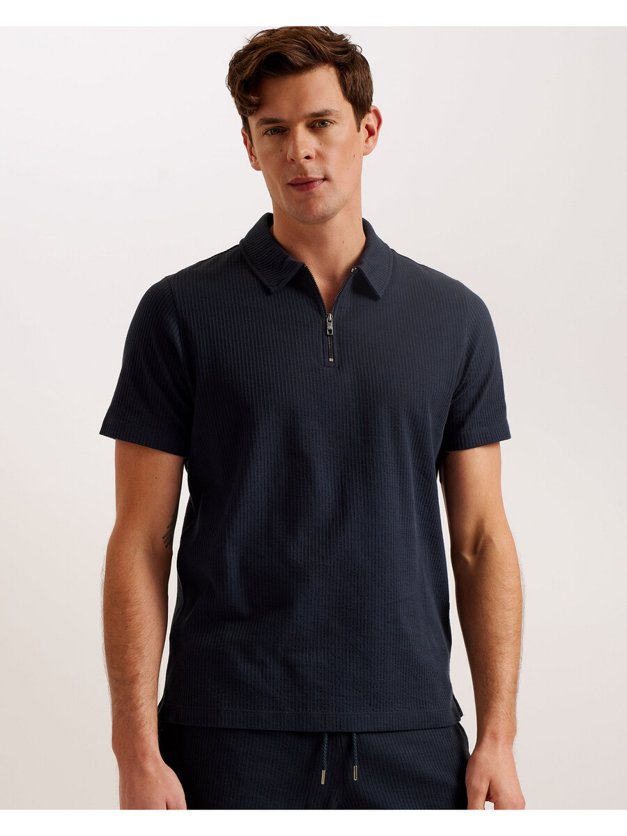 zarkes - polo de manga corta con cremallera normal