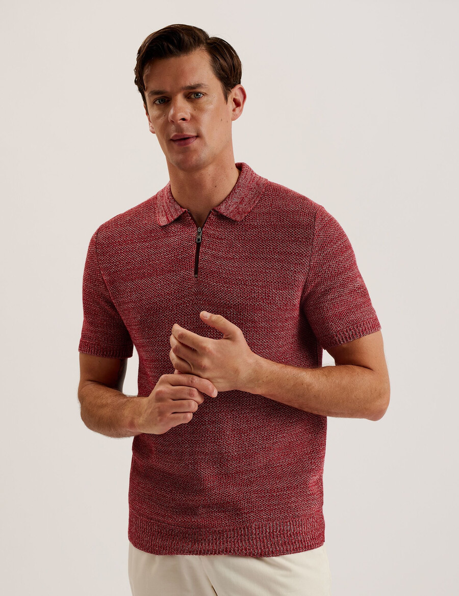 blossam - polo con cuello con cremallera y teñido espacial