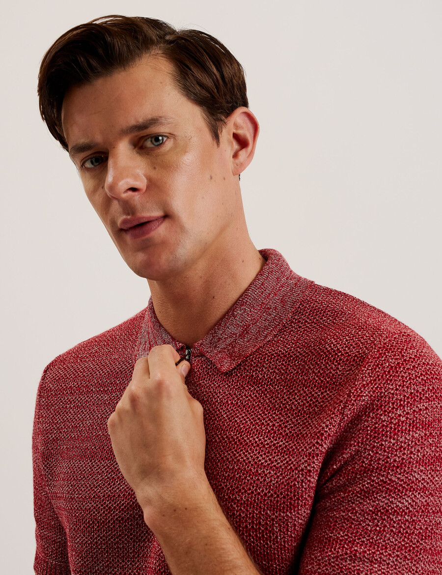 blossam - polo con cuello con cremallera y teñido espacial