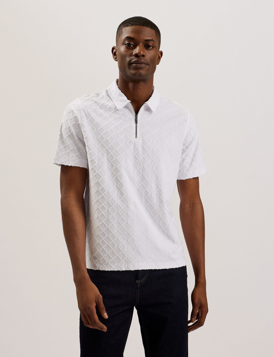 ansom - polo de toalla texturizada con cremallera ss reg
