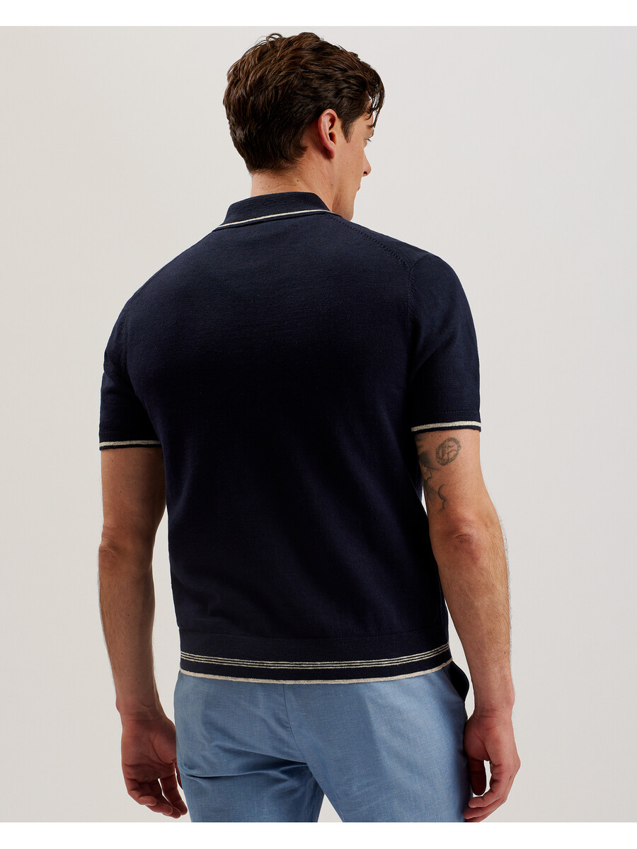 rojor - polo de manga corta con cremallera y textura en el frente