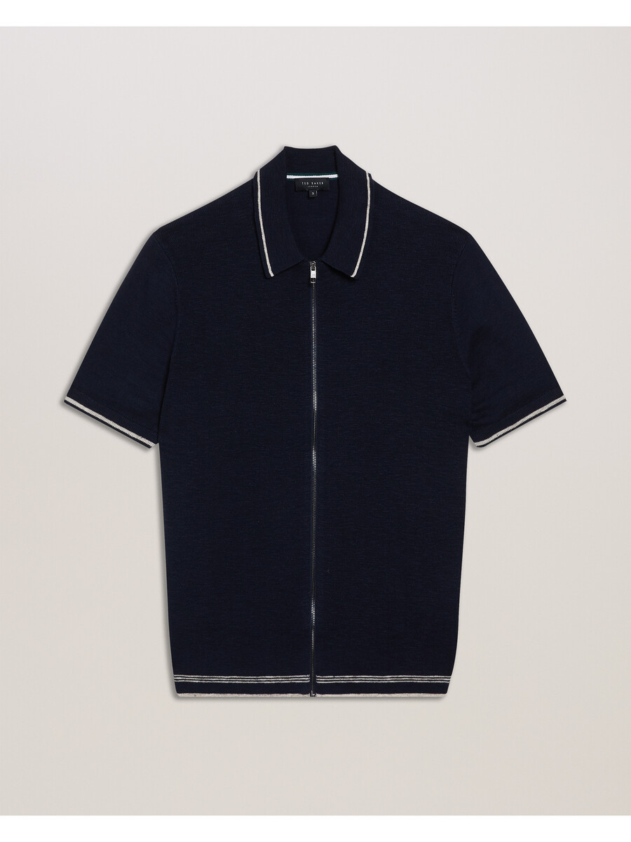 rojor - polo de manga corta con cremallera y textura en el frente