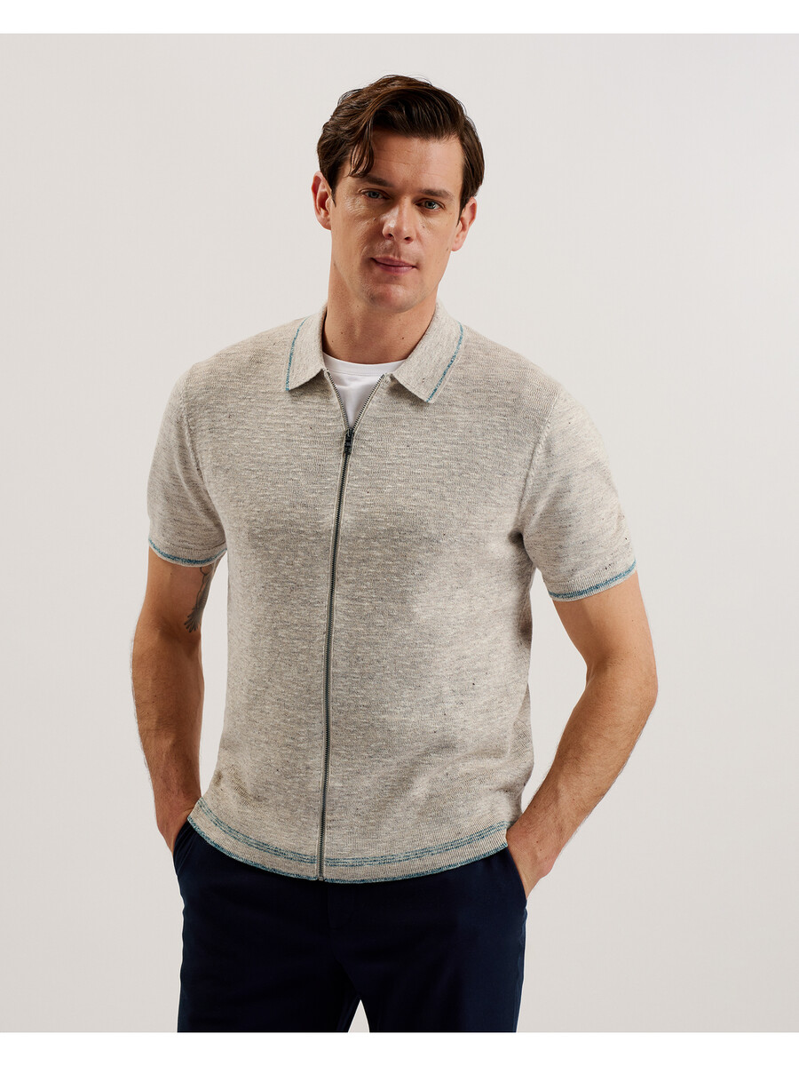 rojor - polo de manga corta con cremallera y textura en el frente