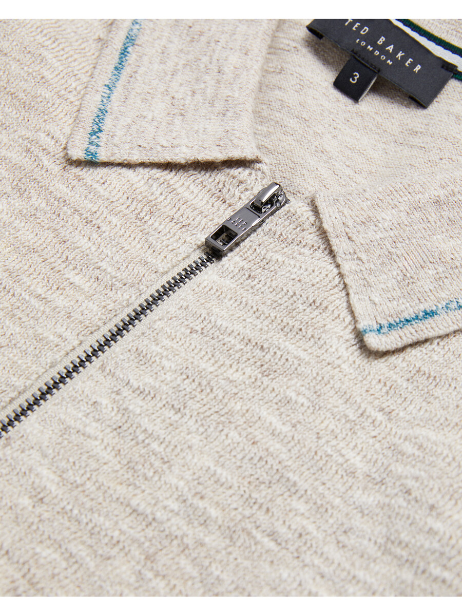 rojor - polo de manga corta con cremallera y textura en el frente