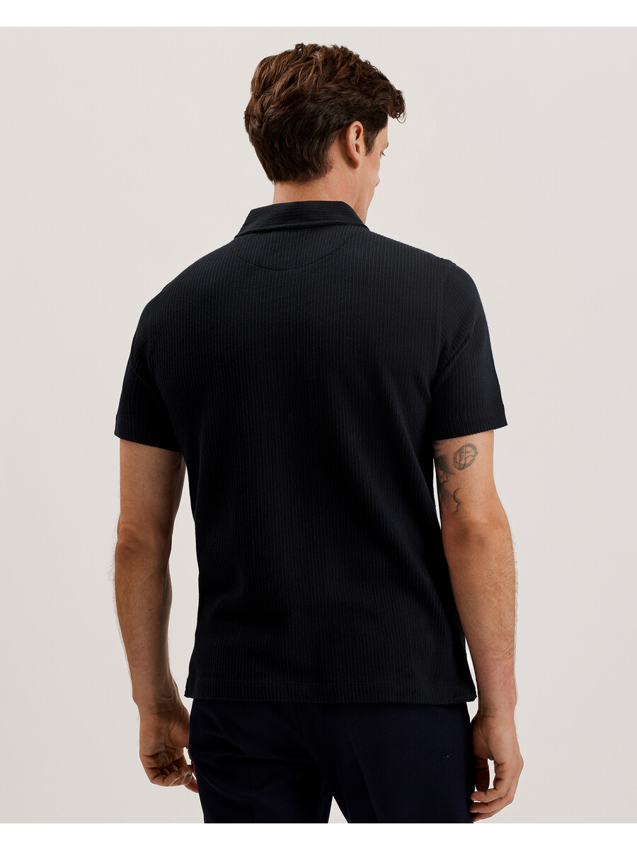 elgrave - polo de algodón acanalado con cuello con cremallera