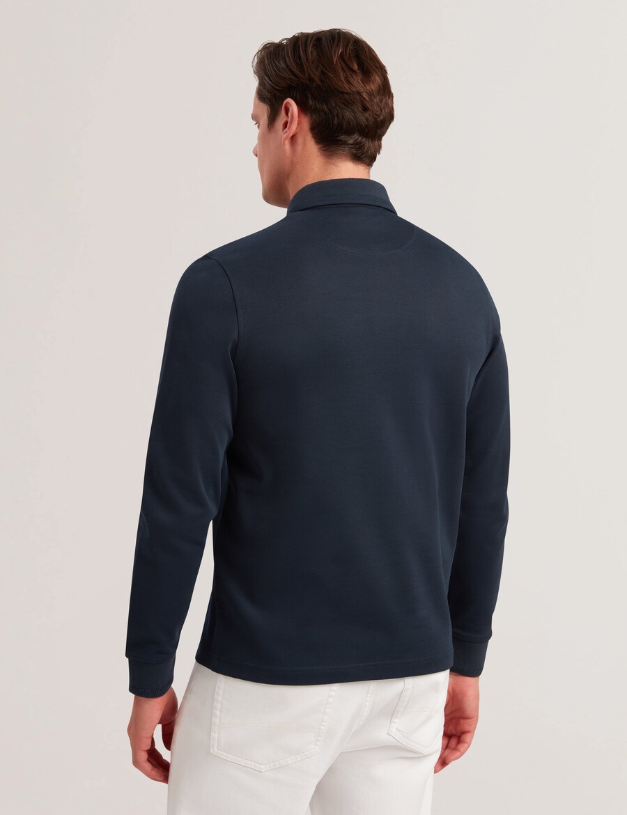 ingmar - polo de mezcla de algodón con cremallera y manga larga